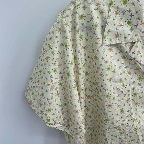 Atomic Tiki mod retro printed short sleeve button down shirt sz L - Picture 3 of 7